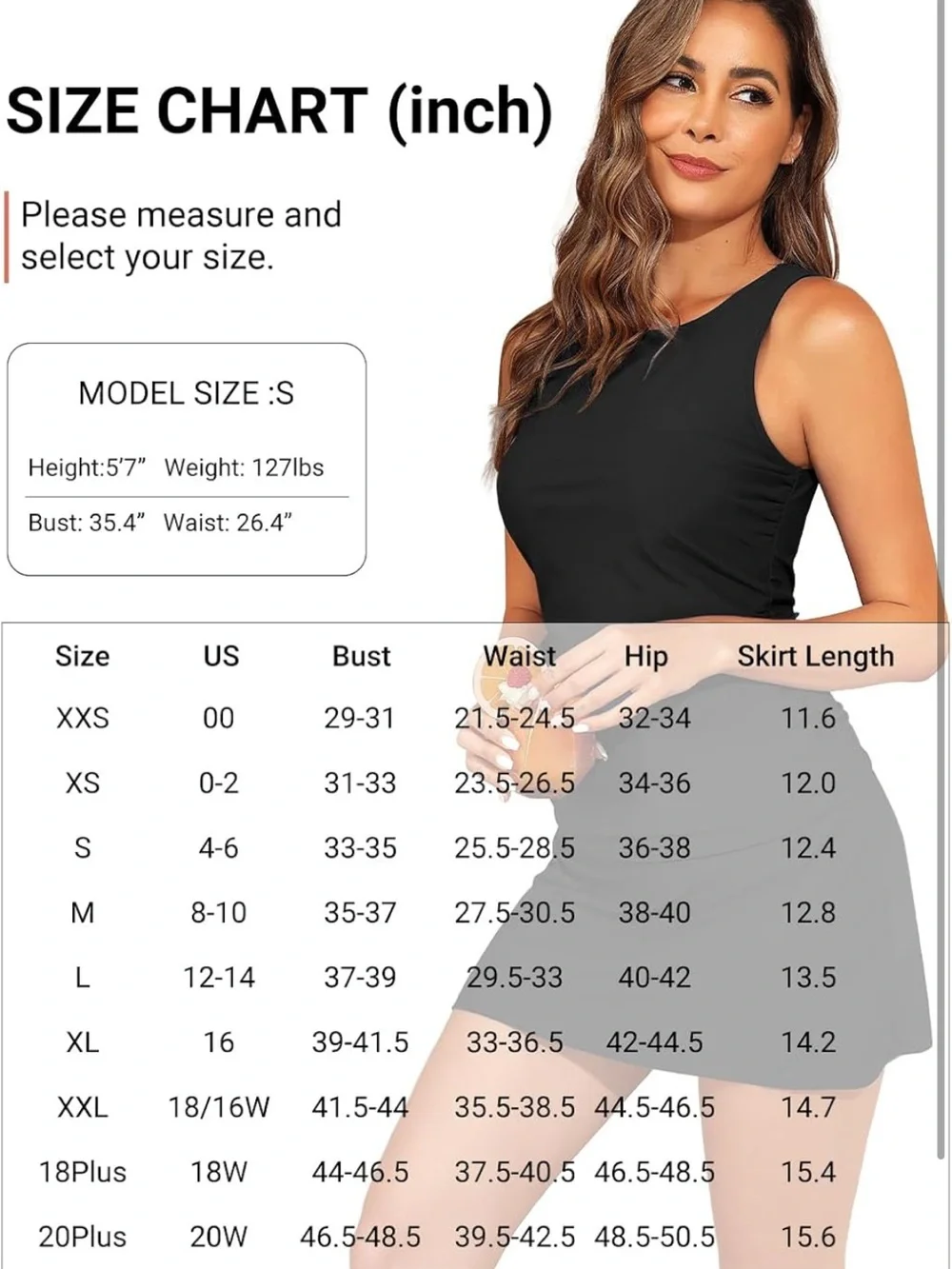 Black Tankini Swimsuits With Skirt - Two Piece Tummy Control S. 2378/bb6-2